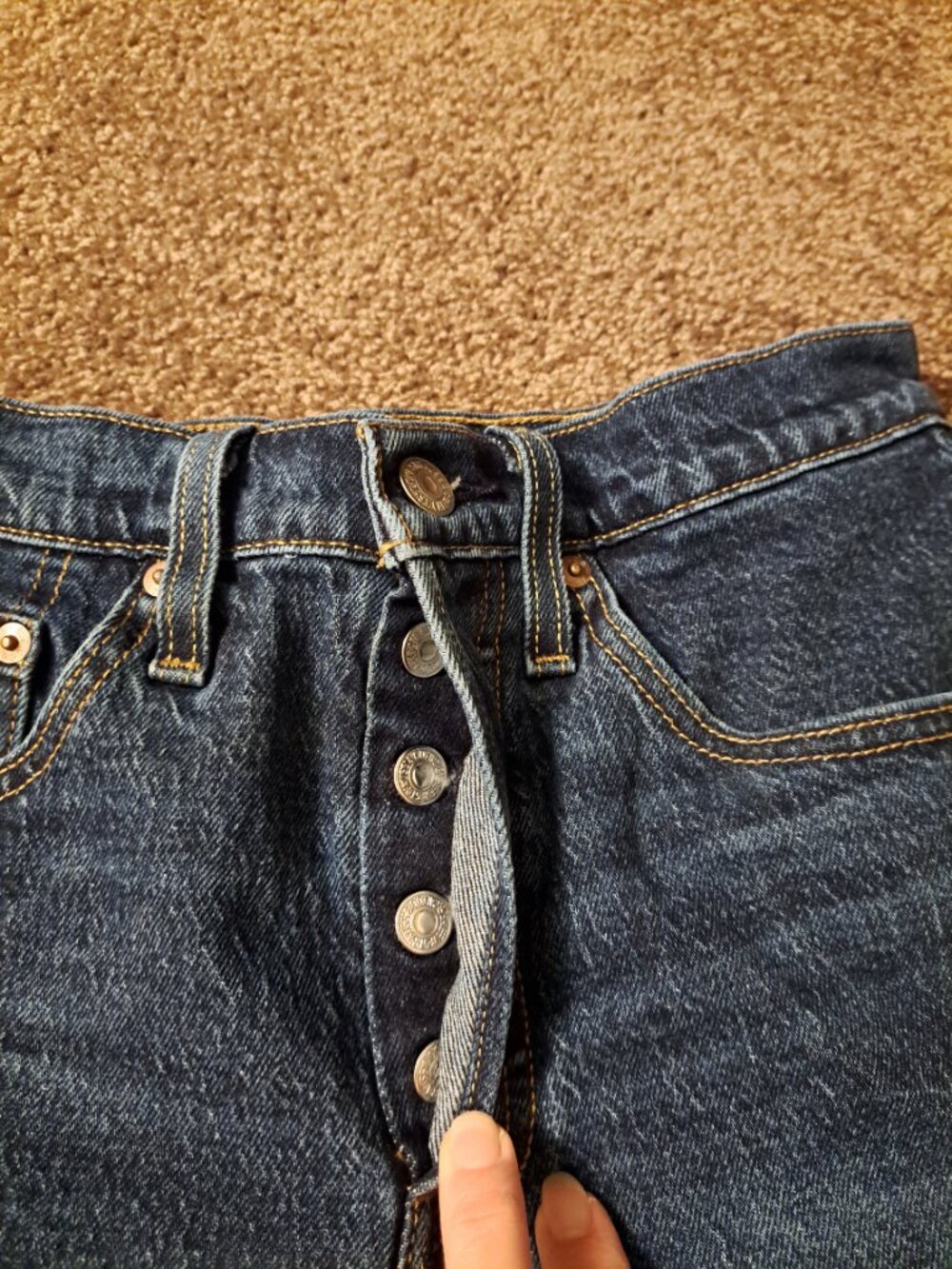 Levi's 501 Cutoff Raw Hem High Waist Denim Jean Shorts With Button Fly - Picture 6 of 10